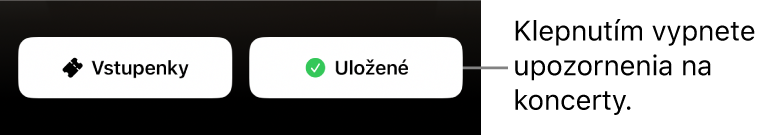 Aktívne tlačidlo Uložiť (so symbolom zaškrtnutia) v sprievodcovi koncertmi v apke Shazam