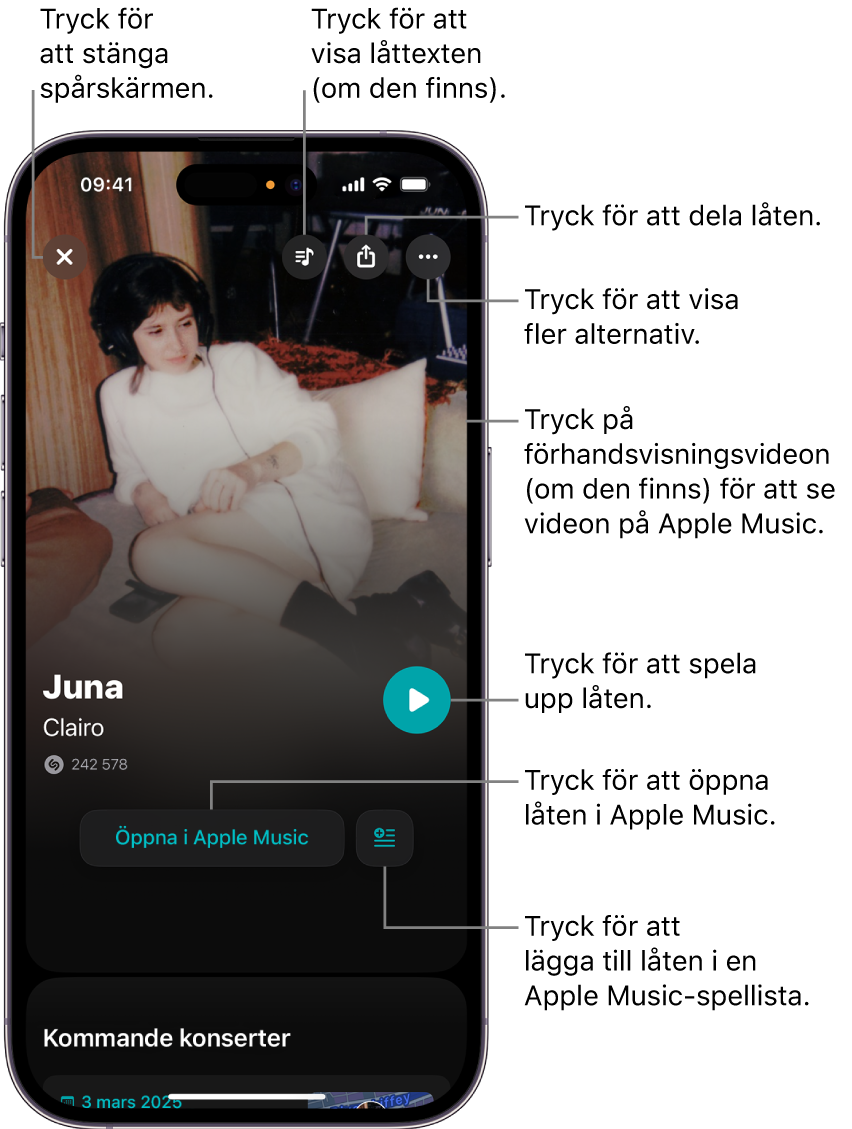 Spårskärmsreglage på iPhone