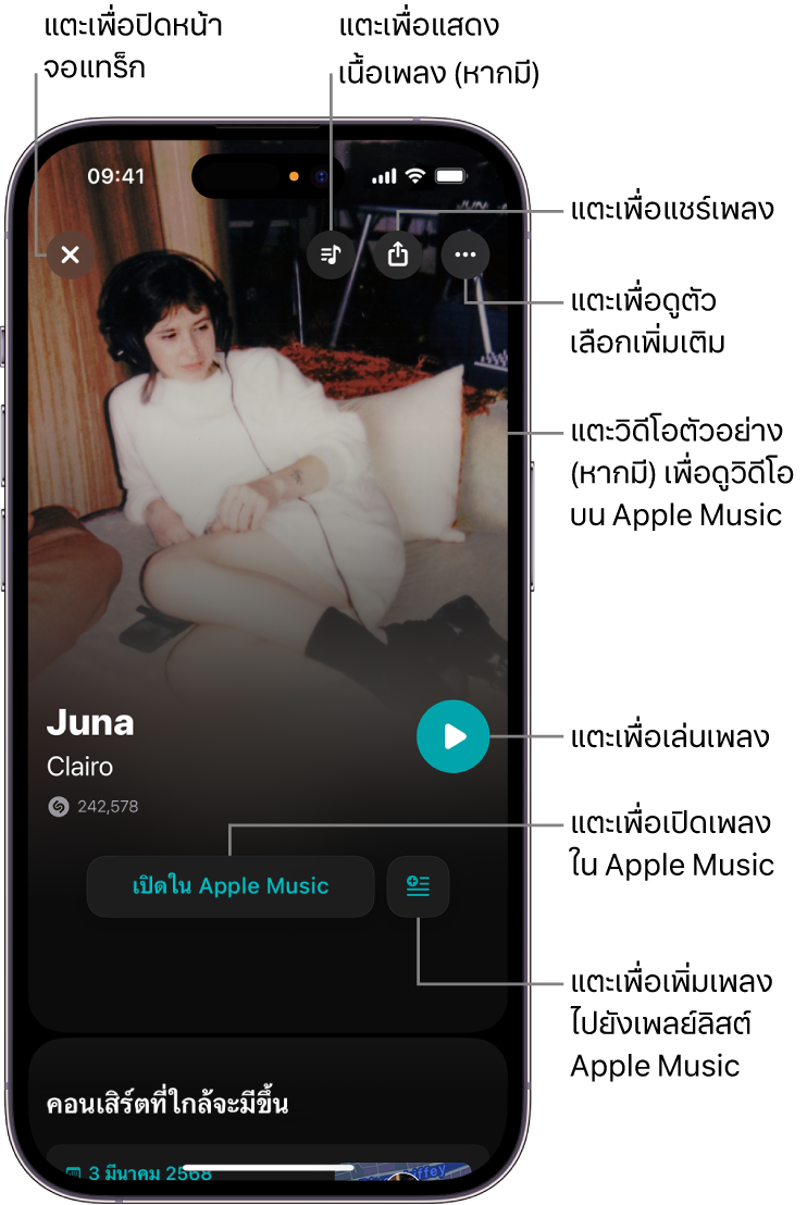 ตัวควบคุมหน้าจอแทร็กบน iPhone
