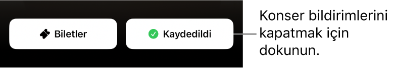 Shazam Konser Rehberi’nde etkin Kaydet düğmesi (onay işaretli)