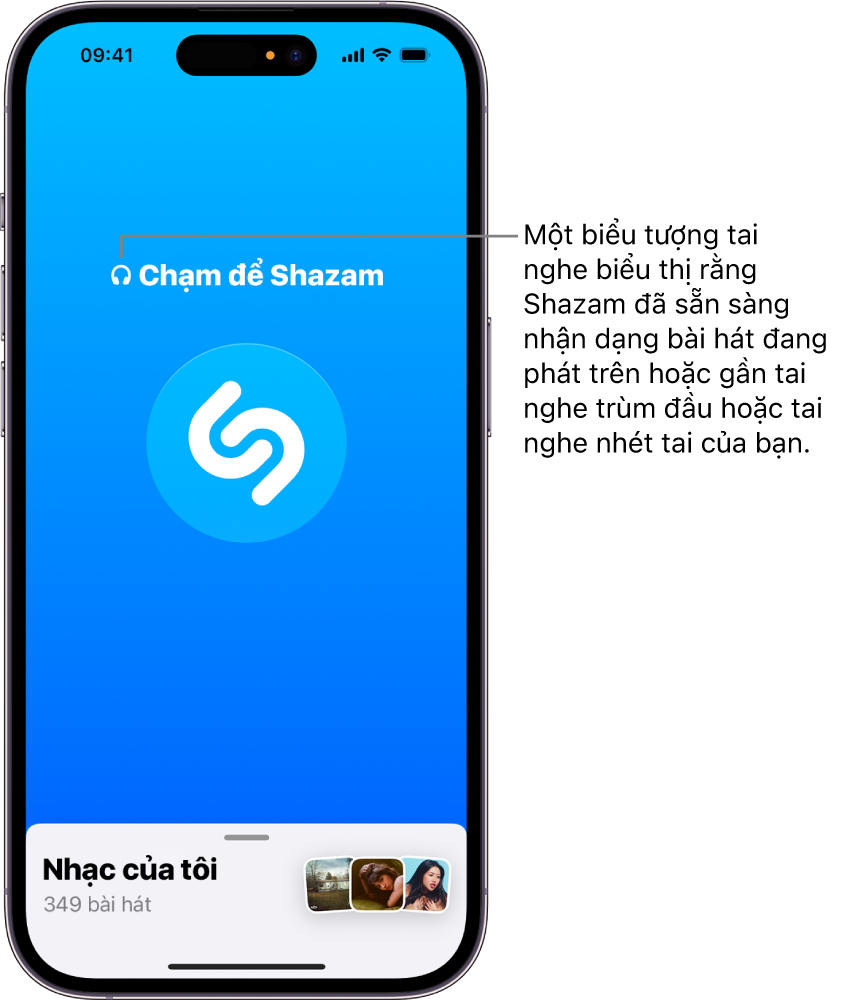 Ứng dụng Shazam hiển thị tai nghe đã kết nối