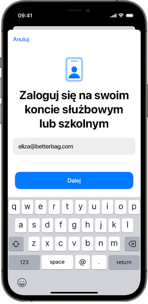 Ekran iPhone’a z interfejsem rejestracji dokonywanej przez użytkownika.