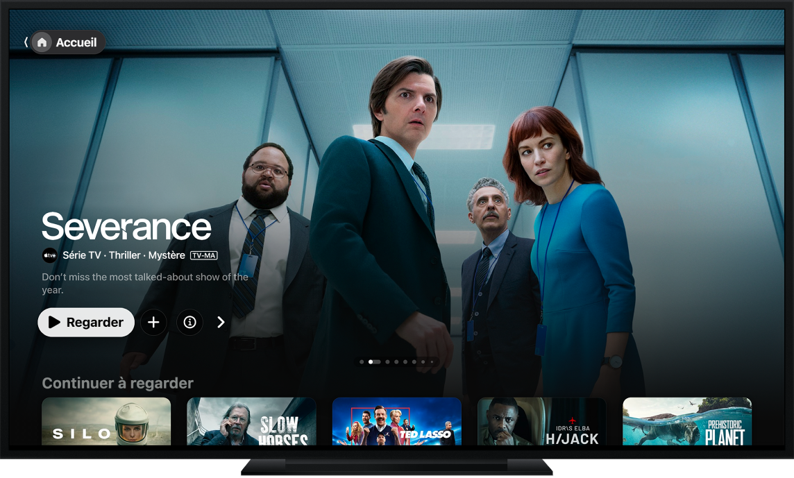 L’app Apple TV présentée sur un téléviseur