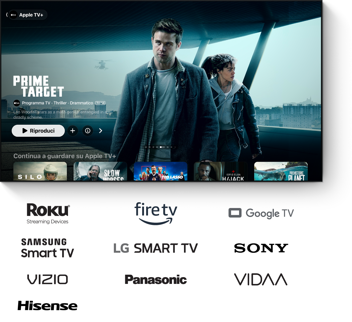 L’app TV di Apple mostrata sullo schermo di un televisore