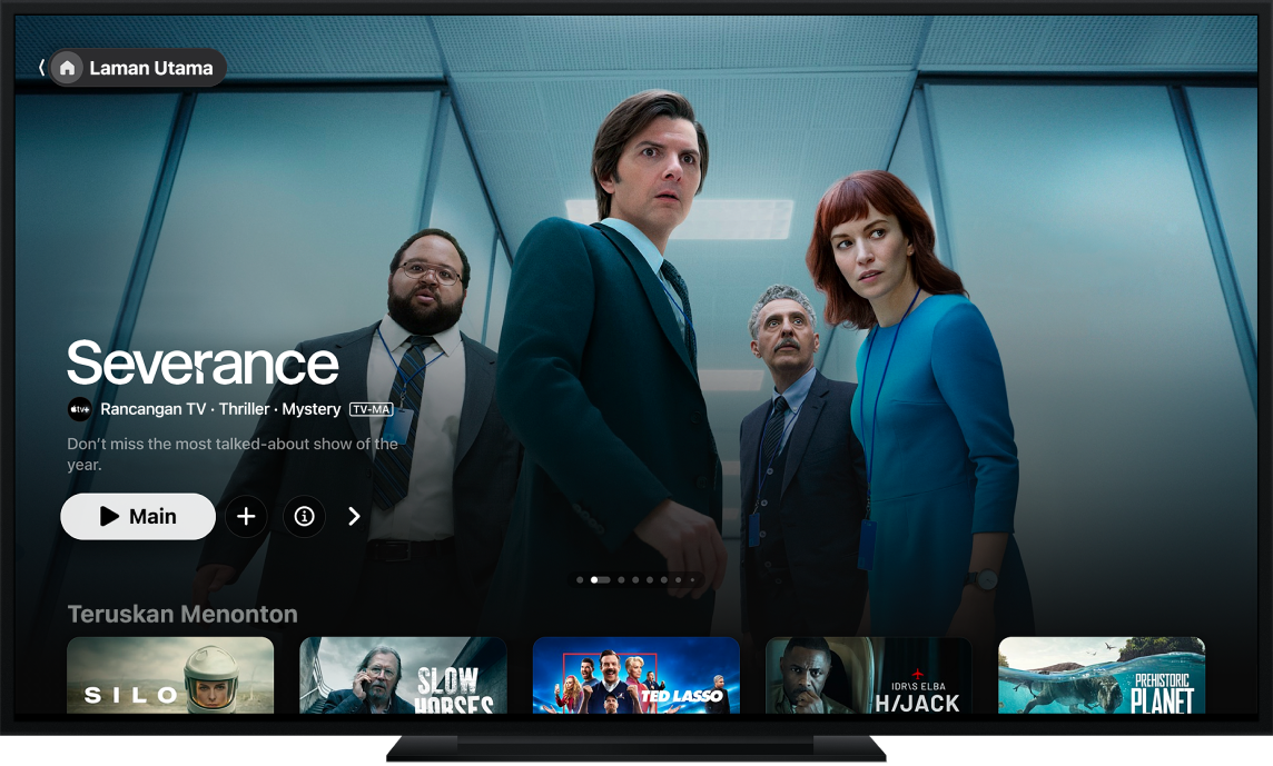 App Apple TV ditunjukkan pada TV