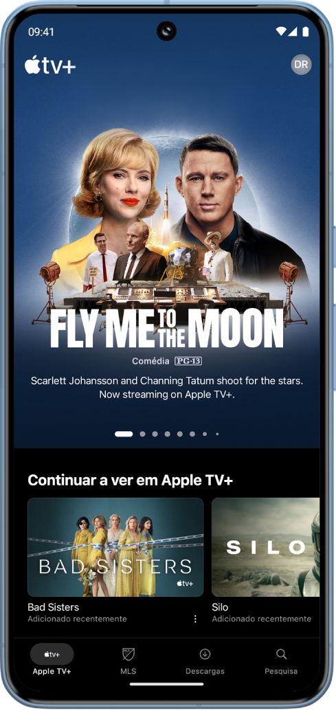 Dispositivo Android a mostrar a aplicação TV