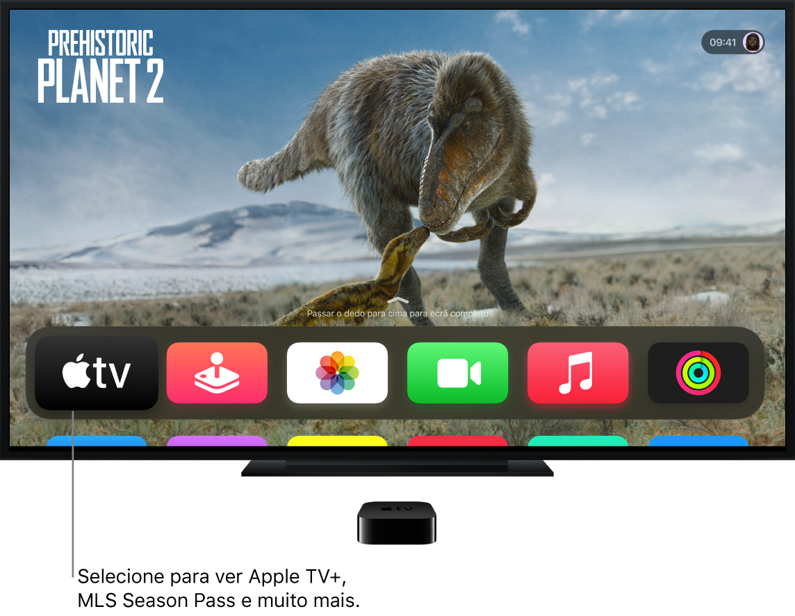 Aplicação TV no ecrã principal