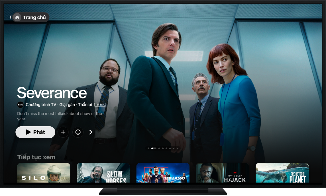 Ứng dụng Apple TV được hiển thị trên TV