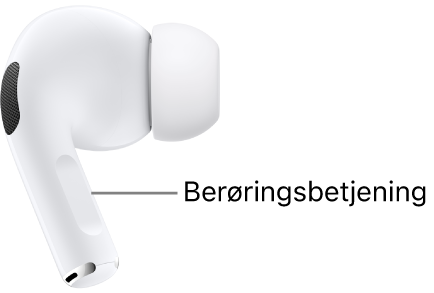 Placeringen af Touch-betjening på staven på begge AirPods Pro 2.