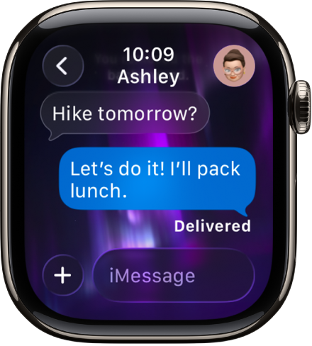 A message conversation. The App button and message field are at the bottom.