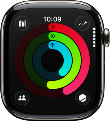 The Activity screen showing the three rings—Move, Exercise, and Stand.