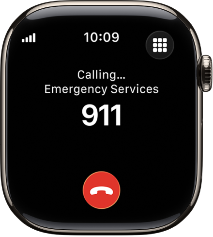A screen showing a call to emergency services in progress.