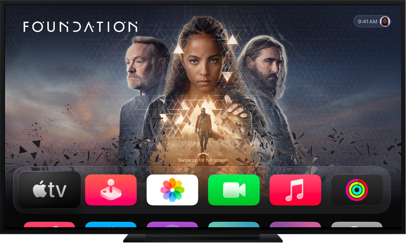 An Apple TV showing the Home Screen