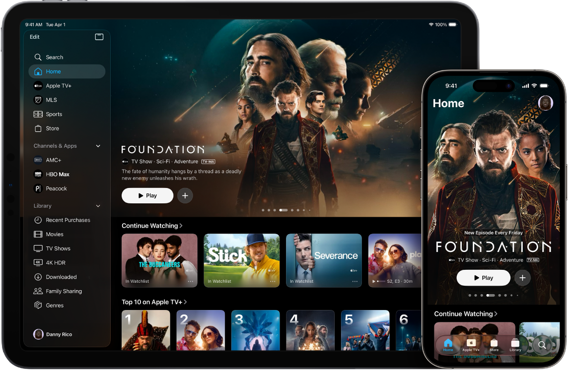 iPad och iPhone visar Apple TV-appen