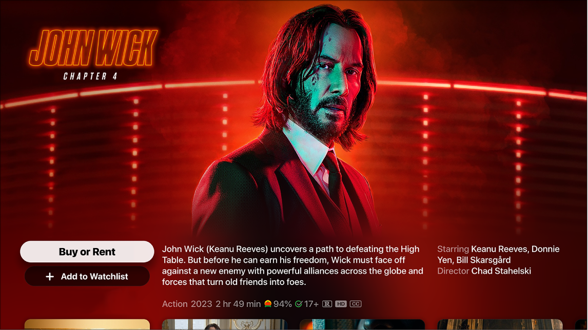 Movie info screen