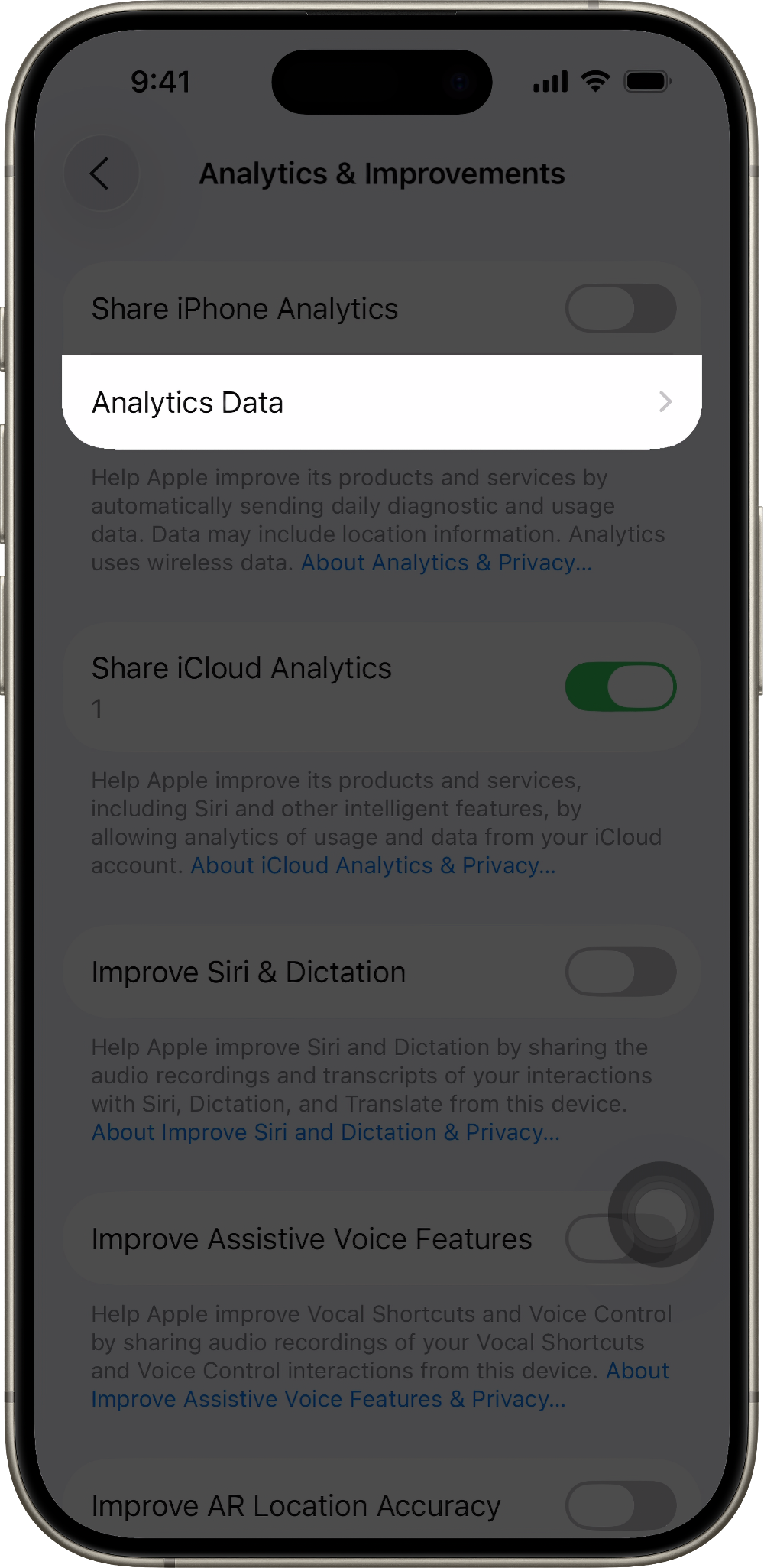 An iPhone that shows analytics data.