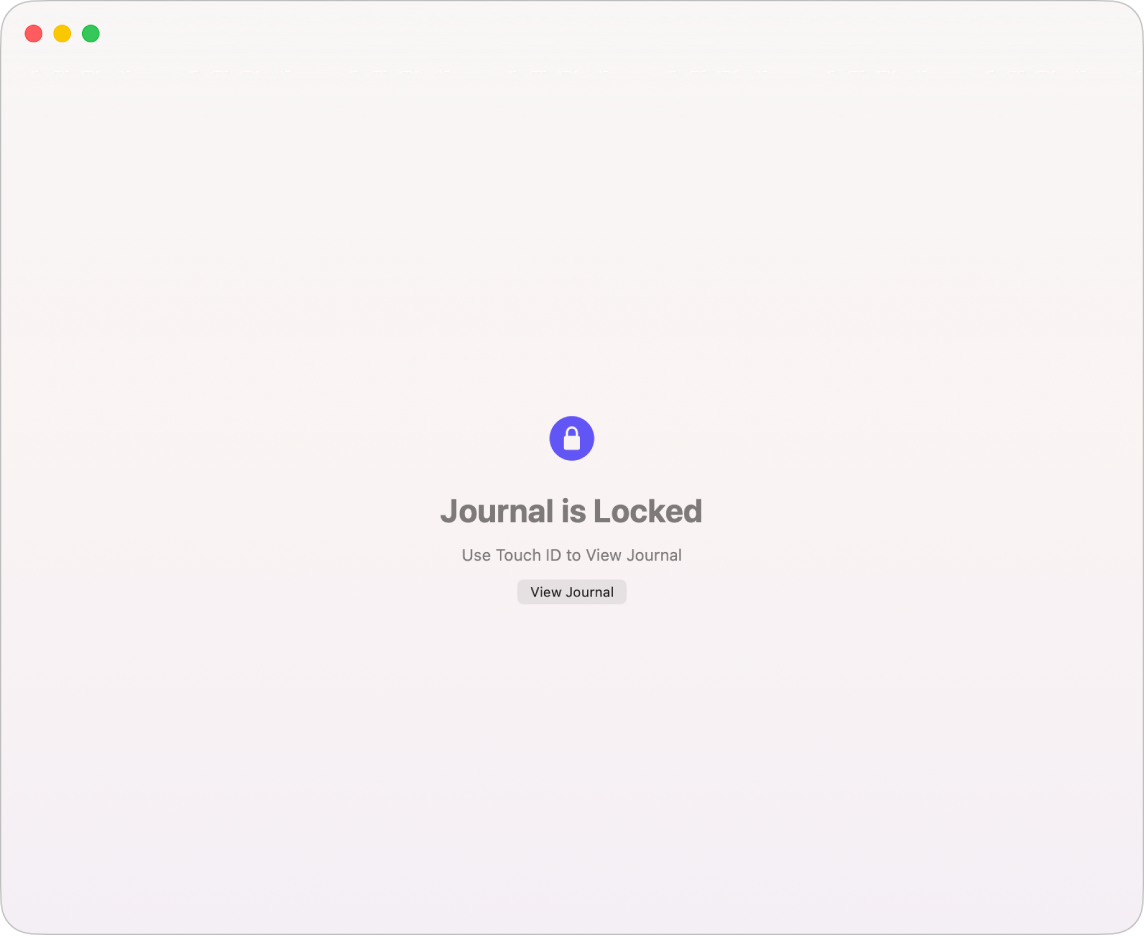A screen in the Journal app that prompts you to use Touch ID to unlock your journal.