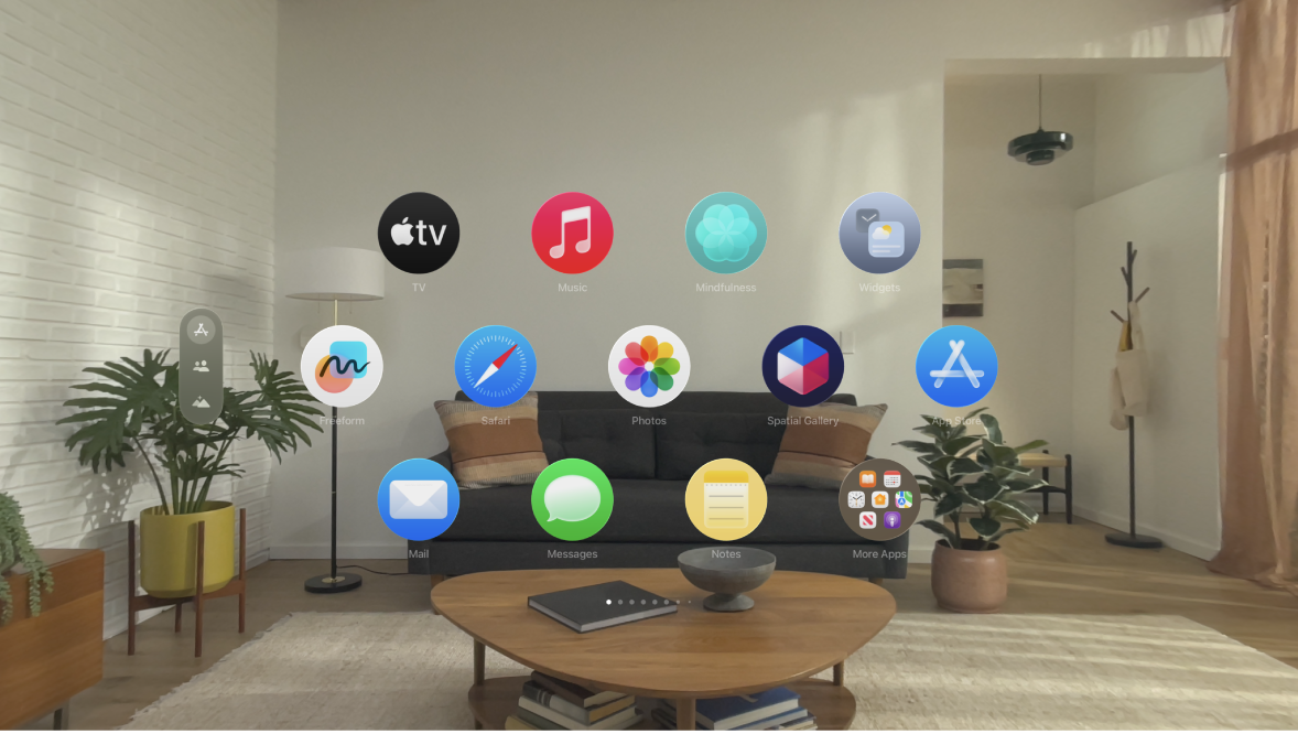 Apps View on Apple Vision Pro, showing the first page of apps.