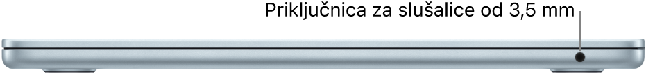 Prikaz desne strane računala MacBook Air s oblačićem za slušalice od 3,5 mm.