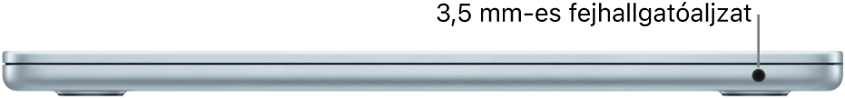 A MacBook Air jobb oldalának képe a 3,5 mm-es fejhallgató-csatlakozó képfeliratával.