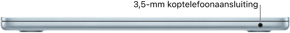 Het rechteraanzicht van een MacBook Air met een bijschrift voor de 3,5-mm koptelefoonaansluiting.