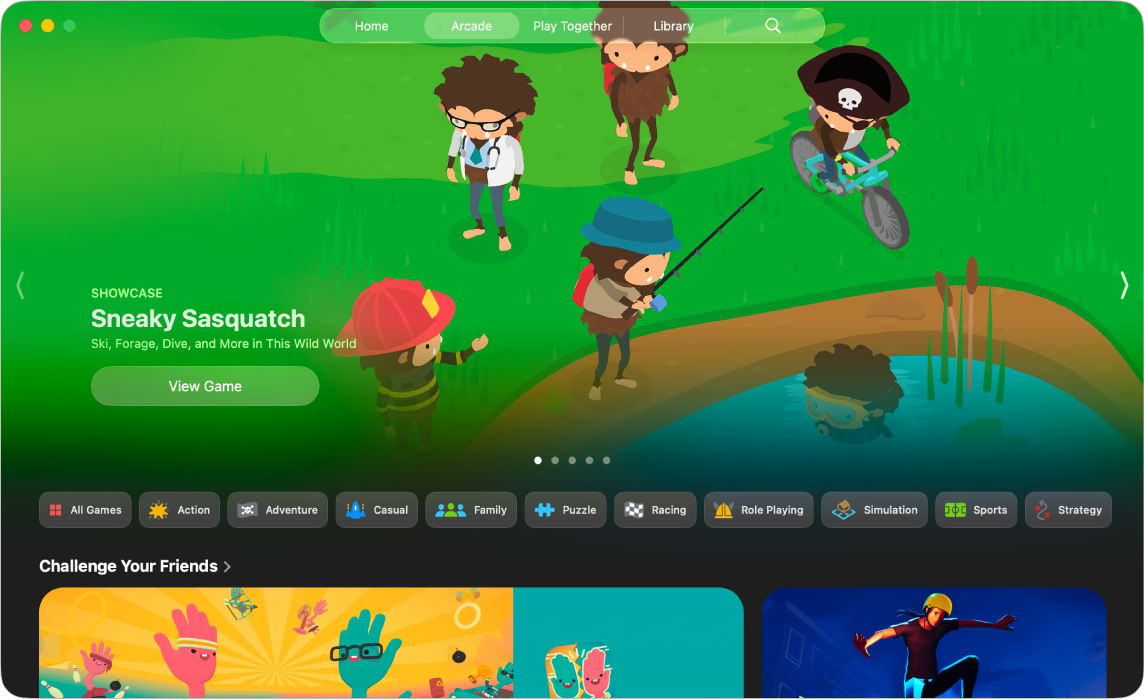 Mac 上顯示遊戲的「遊戲」App 視窗。