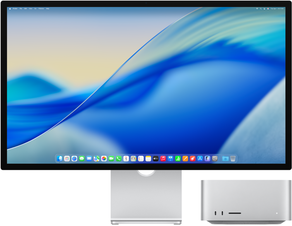 Studio Display and Mac Studio side by side.