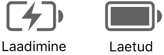 Laadimise ja laetud aku olekuikoonid.