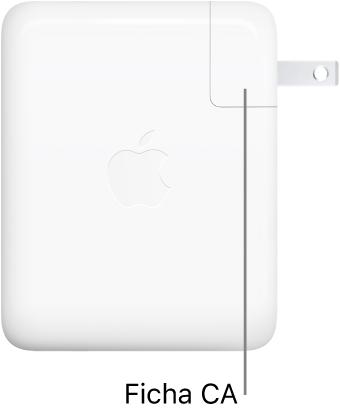 O adaptador de corrente USB-C de 140 W.
