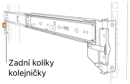 Sestava kolejniček s vyznačenou polohou zadních čepů