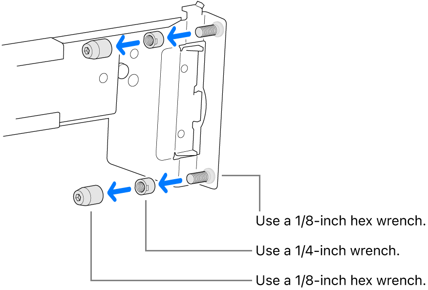 A rail assembly that fits in a threaded rack.