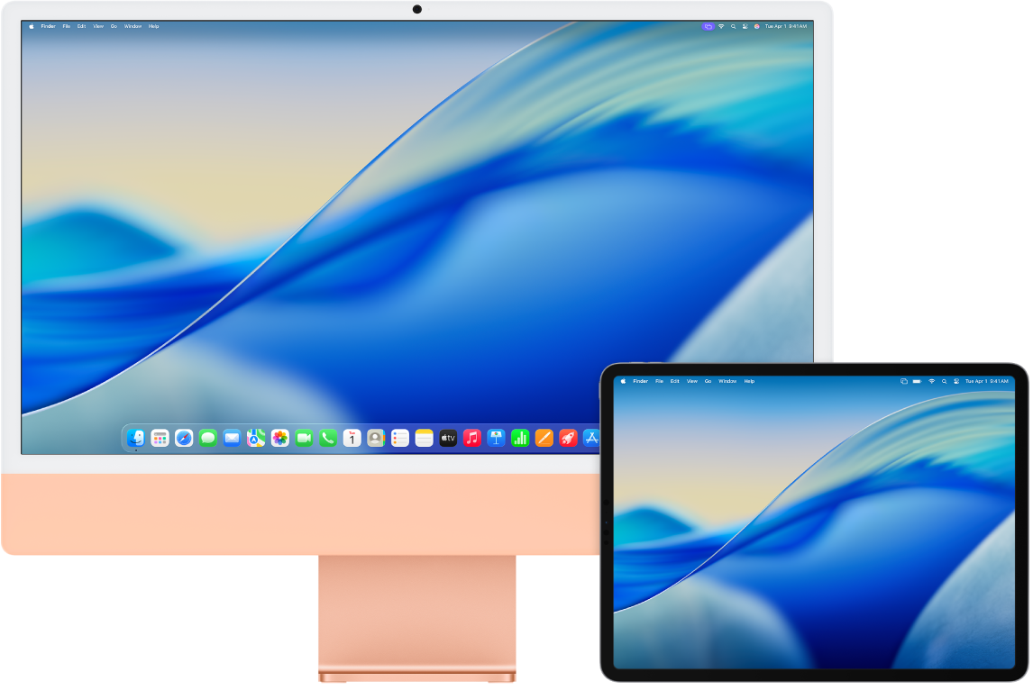 An iMac and an iPad sit side by side.