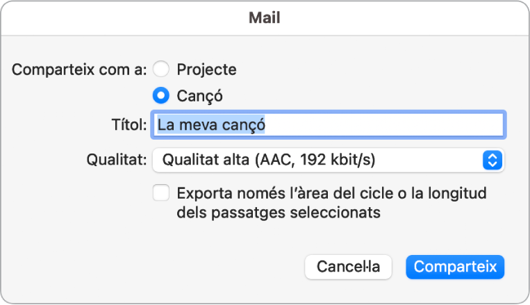 Quadre de diàleg del Mail Drop.
