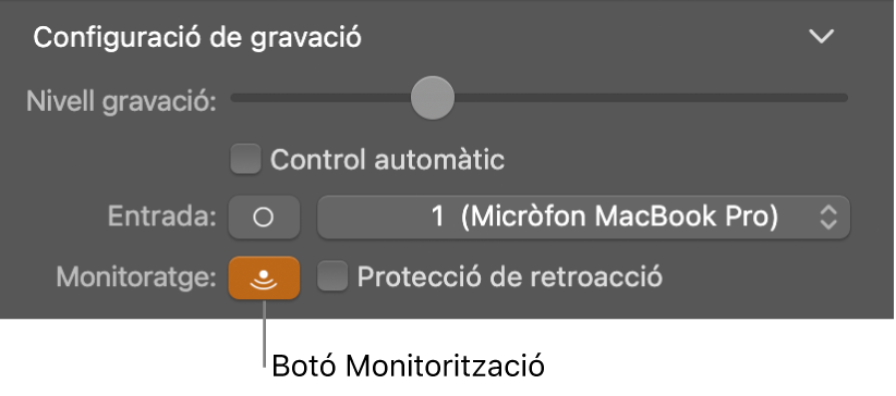 El botó de monitorització a l’inspector Smart Controls.