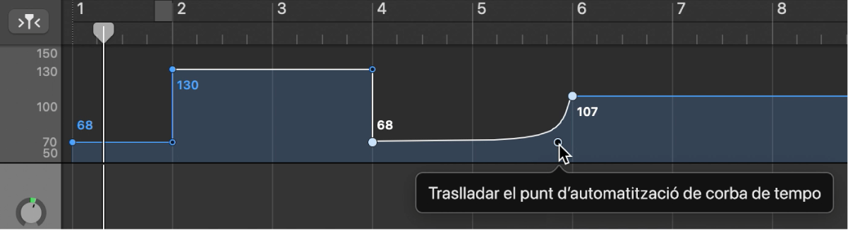 La pista Tempo, que mostra la creació d’una corba de tempo.