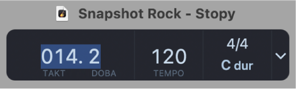 Displej LCD na ovládacím panelu při úpravách pozice v čase