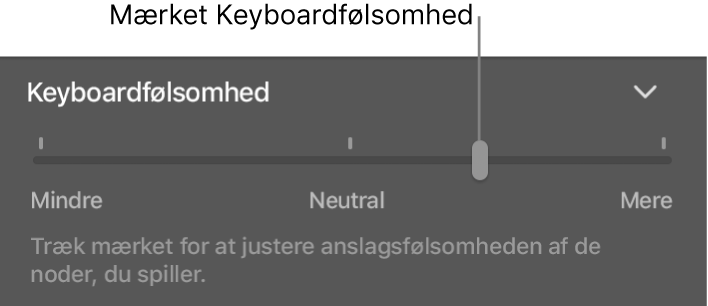 Mærket Keyboardfølsomhed i Info om Smart Controls.