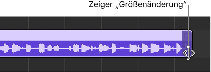 Zeiger für die Größenänderung am rechten Rand einer Region