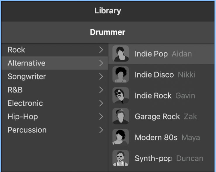 Character card in the Drummer Editor.