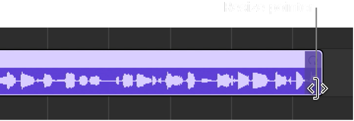 Resize pointer on the right edge of a region.