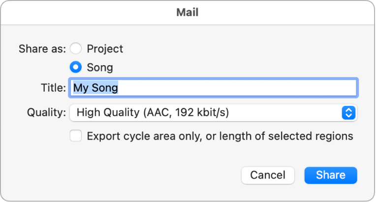 Mail Drop dialog.