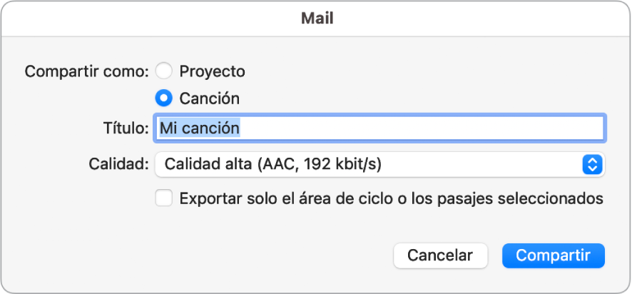 Cuadro de diálogo Mail Drop.