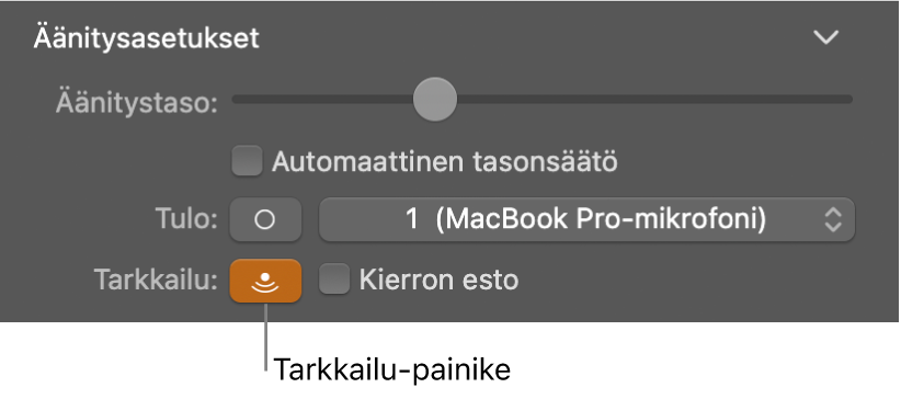 Smart Controlit -inspektorin Tarkkailu-painike.