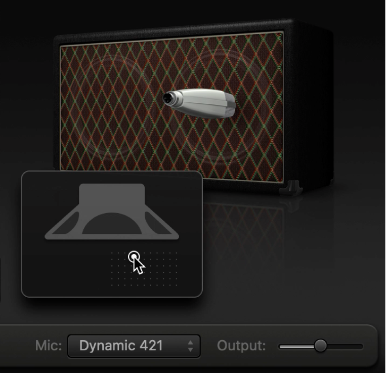Commandes du micro dans Amp Designer.