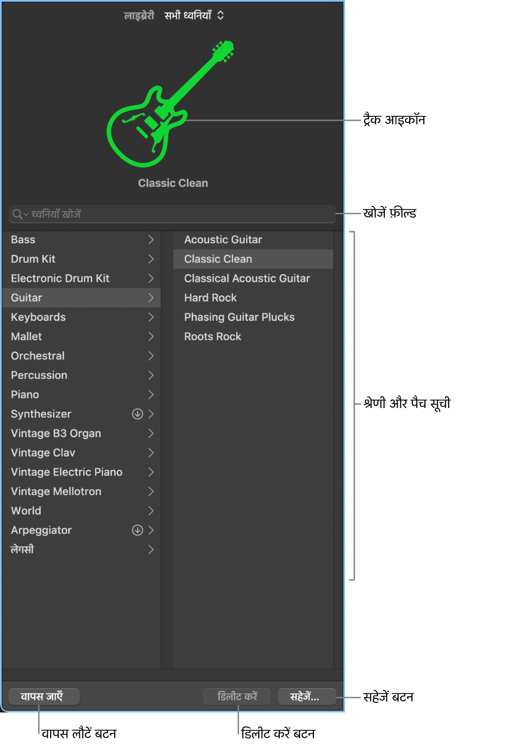चयनित पैच वाली लाइब्रेरी।