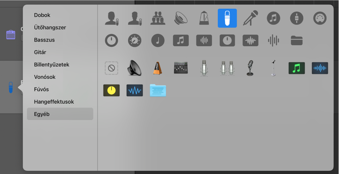 Sáv ikonjának kiválasztása az Ikon helyi menüből