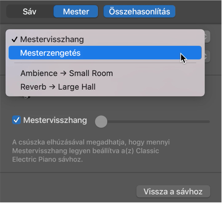 A mestereffektus kiválasztása.
