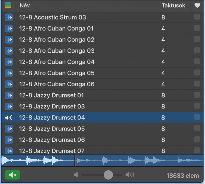 A hangerőcsúszka a Loopböngészőben