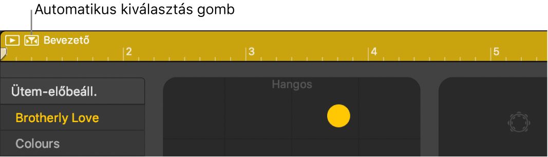 Drummer automatikus kiválasztás gomb.