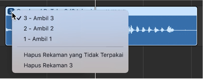 Menampilkan menu pop-up yang dibuka di folder pengambilan.